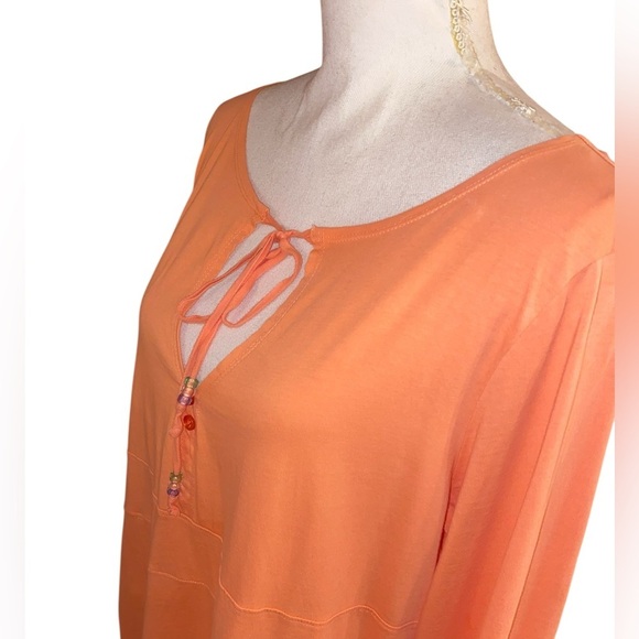 TALBOTS Lightweight Tunic Top with Keyhole Detail in Orange Size XLarge - Picture 3 of 6